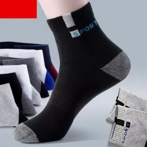 Men Simple Letter Print Sweat-Absorbing Breathable Athletic Socks