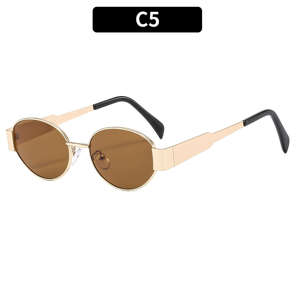 ★HANGLE EYEWEAR★ New Wave Sunglasses Beige Wholesale Metal Oval Sunglasses