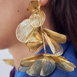 Exaggerated Fashion Vintage Women Hollow Flower Earrings