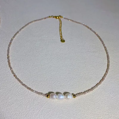 Women Elegant Natural Baroque Pearl Beaded Ball Chain Necklace