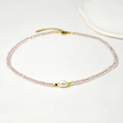 Women Fashion Multicolor Crystal Beaded Geometric Pearl Necklace
