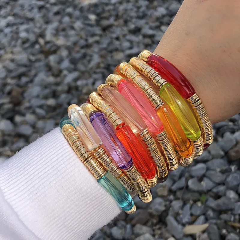 Fashion Exaggerated Beaded Acrylic Geometry Style Women's Elbow Bracelet