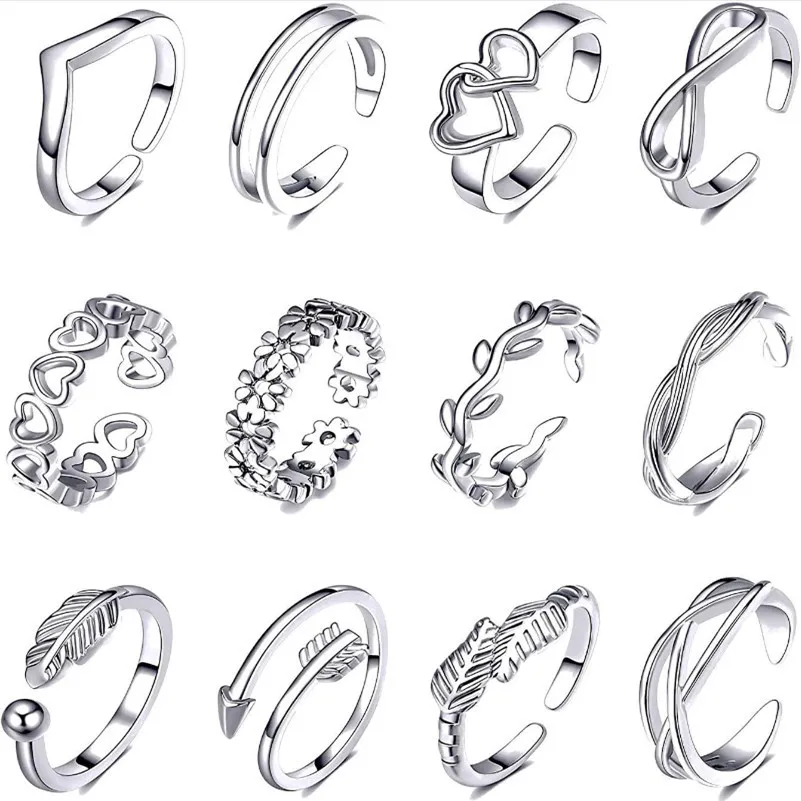 Retro Beach Women White Copper Geometric Toe Ring