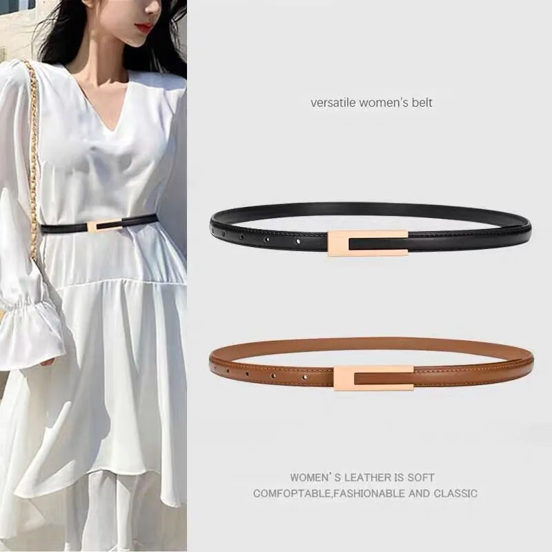 Fashion Women Classic Simple Slim Pu Belt