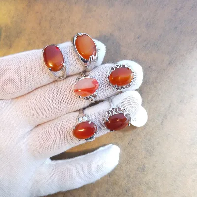 Vintage Natural Stone Ring Unisex Geometry Alloy Mosaic Kids Toys
