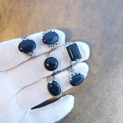 Vintage Natural Stone Ring Unisex Geometry Alloy Mosaic Kids Toys