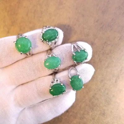 Vintage Natural Stone Ring Unisex Geometry Alloy Mosaic Kids Toys