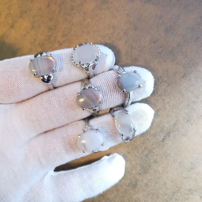 Vintage Natural Stone Ring Unisex Geometry Alloy Mosaic Kids Toys