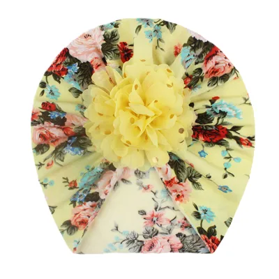 Bronzing Flower Printed Pullover Cap Baby Girl Hair Accessories