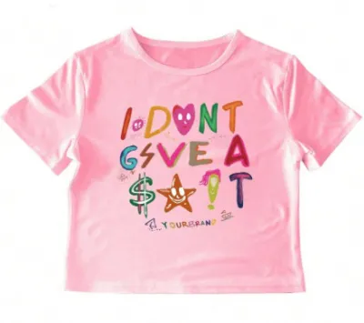 Women Edgy Letter Graphic Print Short Sleeve Crop T-Shirt