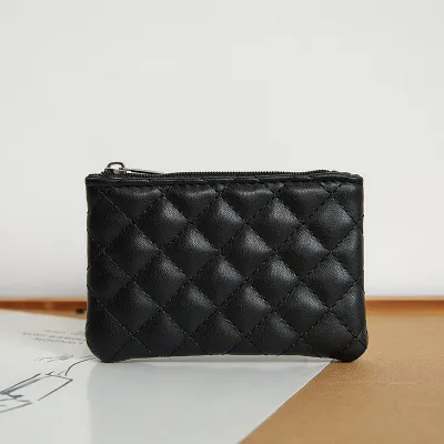 Women Fashion Rhombic PU Square Zipper Wallet Fresh Sweet Solid Color
