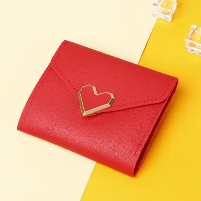 Women Fashion Heart Shape Flap Square Mini PU Leather Wallet