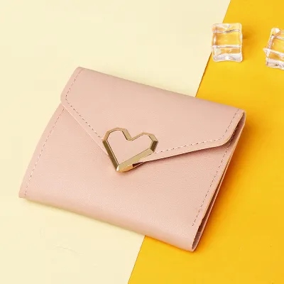 Women Fashion Heart Shape Flap Square Mini PU Leather Wallet