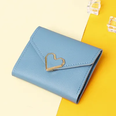 Women Fashion Heart Shape Flap Square Mini PU Leather Wallet