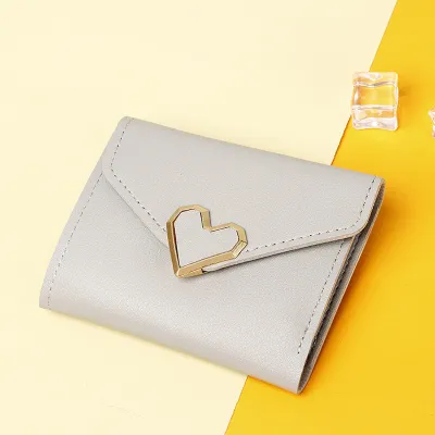 Women Fashion Heart Shape Flap Square Mini PU Leather Wallet
