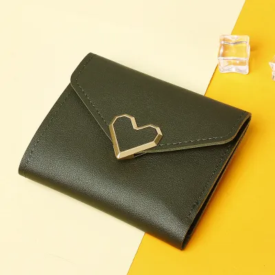 Women Fashion Heart Shape Flap Square Mini PU Leather Wallet