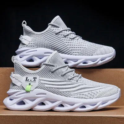 Men Fashion Casual Sports Thick-Soled Mesh Cloth Lace-Up Sneakers