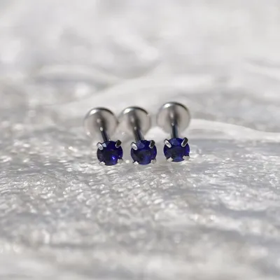 Women Fashion Stainless Steel Round Lip Nose Nail Body Piercing Jewelry