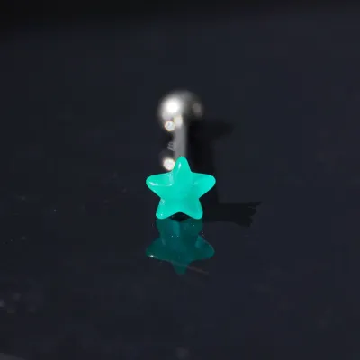Women Fashion Simple Luminous Stars Acrylic Tongue Nail Body Piercing Jewelry Stainless Steel 10-Bag