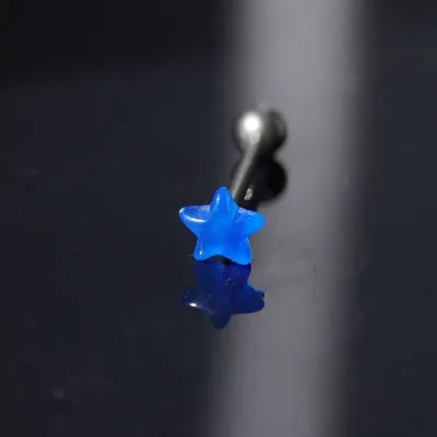 Women Fashion Simple Luminous Stars Acrylic Tongue Nail Body Piercing Jewelry Stainless Steel 10-Bag