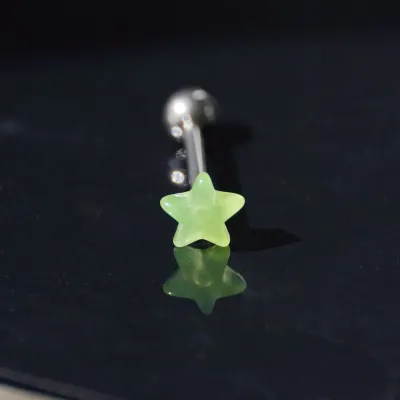 Women Fashion Simple Luminous Stars Acrylic Tongue Nail Body Piercing Jewelry Stainless Steel 10-Bag