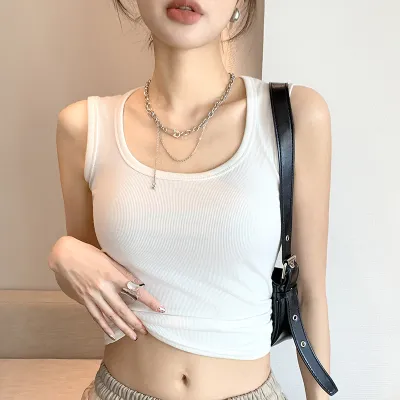 Summer Women Casual Solid Color Roman Cotton Tank Top