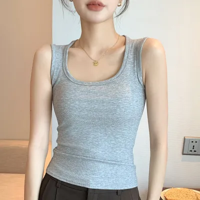 Summer Women Casual Solid Color Roman Cotton Tank Top