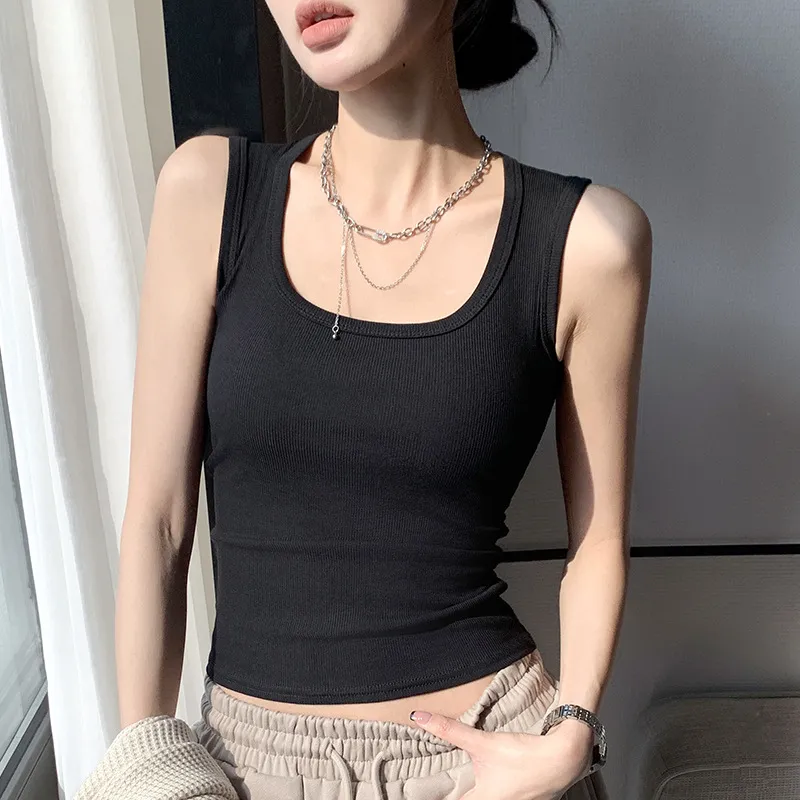 Summer Women Casual Solid Color Roman Cotton Tank Top