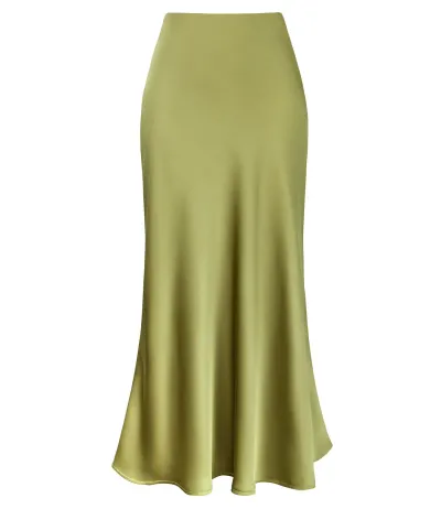 Summer Women Fashion Casual Silky Forging High Waist Fishtail Skirt