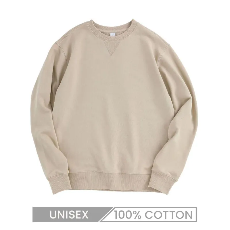 380g Heavy Combed Cotton Crew Neck Pullover Long Sleeve Sweatshirt