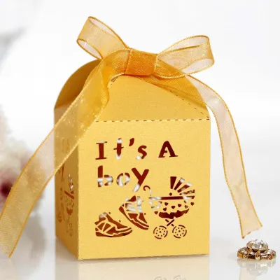 Simple Creative Hollow Letter Baby Car Pattern European Style Wedding Candy Packaging Box Paper Cardboard Flower Shape 5*5*8CM 0.003Kg