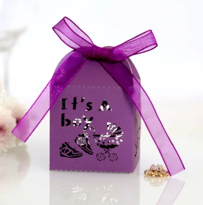Simple Creative Hollow Letter Baby Car Pattern European Style Wedding Candy Packaging Box Paper Cardboard Flower Shape 5*5*8CM 0.003Kg
