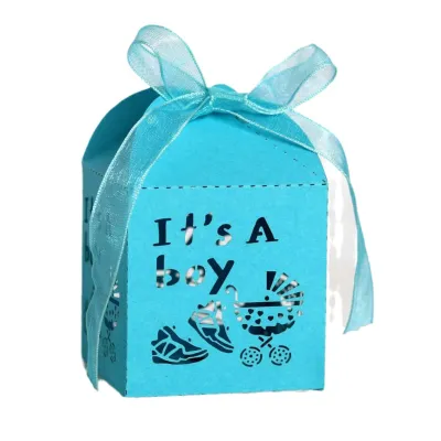 Simple Creative Hollow Letter Baby Car Pattern European Style Wedding Candy Packaging Box Paper Cardboard Flower Shape 5*5*8CM 0.003Kg