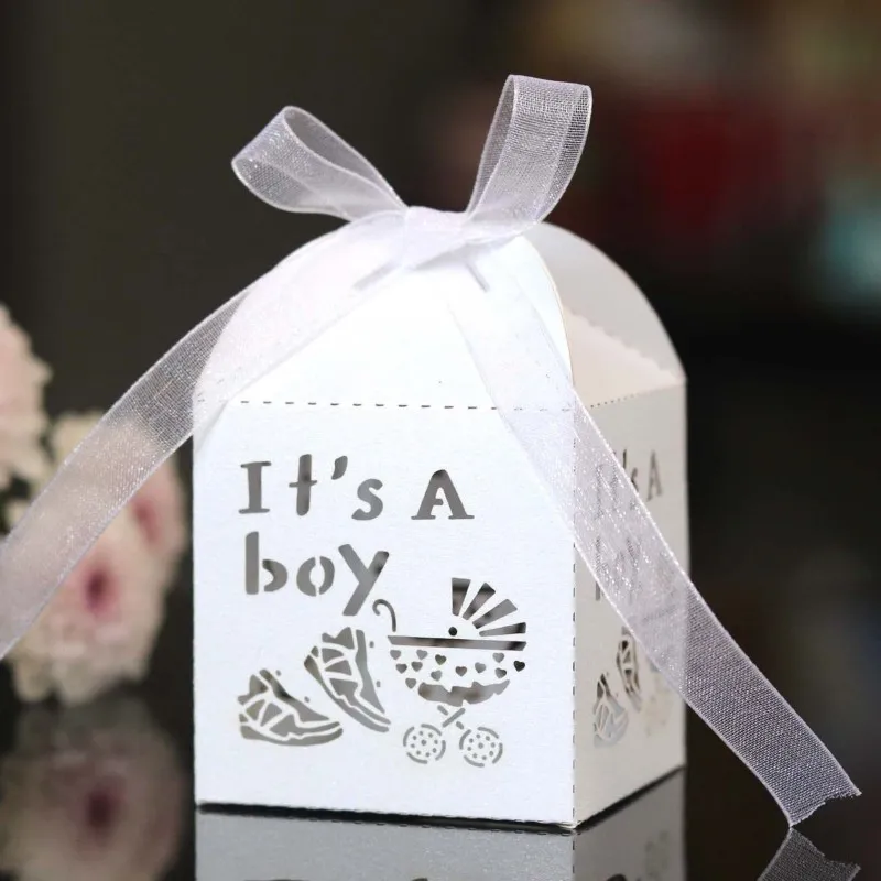 Simple Creative Hollow Letter Baby Car Pattern European Style Wedding Candy Packaging Box Paper Cardboard Flower Shape 5*5*8CM 0.003Kg
