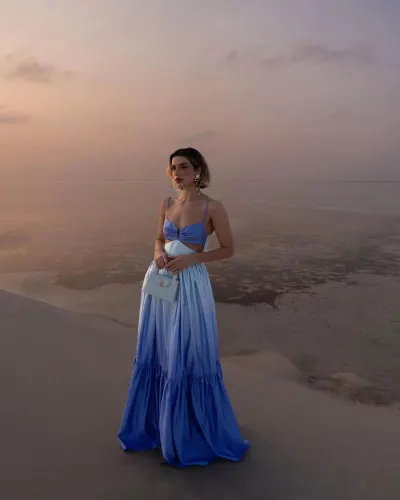 Summer Women Fashion Sexy Gradient Sling Maxi Dress