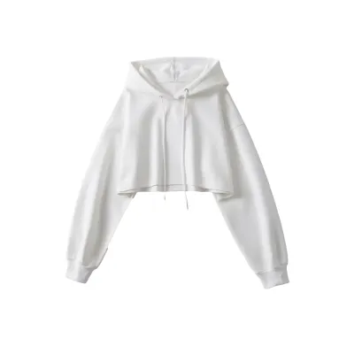 Vintage Drawstring Pullover Long-Sleeved Women Street Style Edgy Crop Hoodie