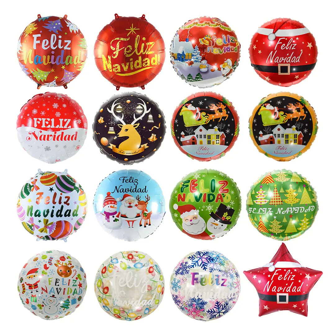 Christmas 18 Inch Spanish Christmas Tree Snowman Old Man Crutch Aluminum Balloon Party Decoration 50-Bag