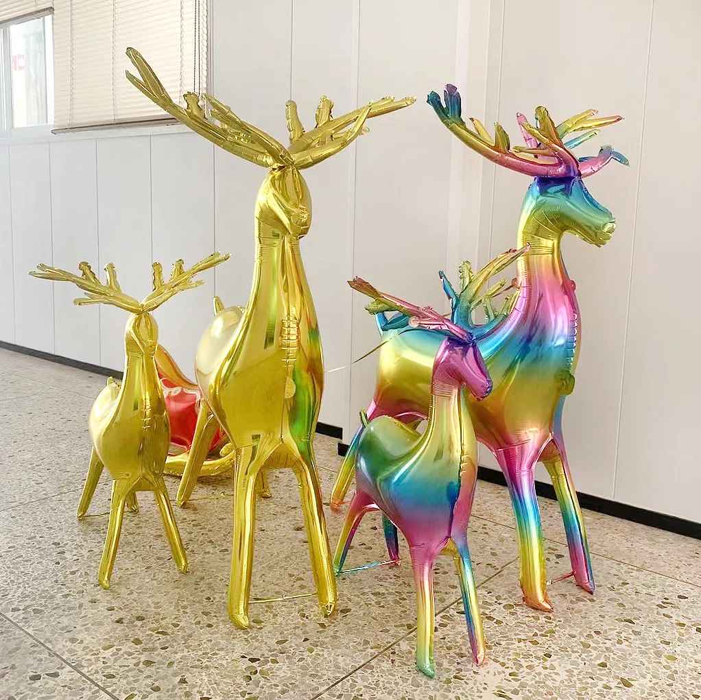 Christmas Party Decoration 3D Standing Elk Shape Aluminum Film Balloon