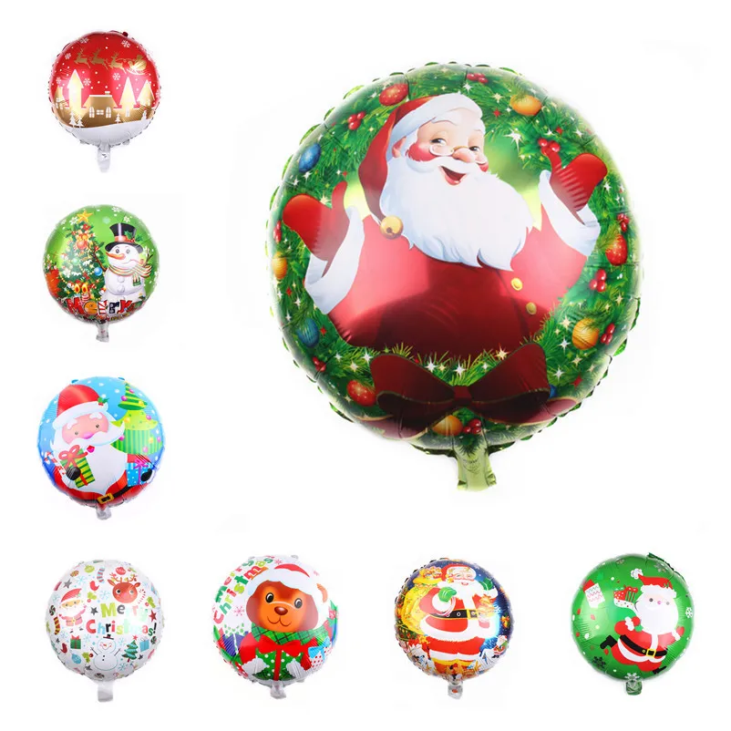 18 Inch Christmas Santa Claus Snowman Round Aluminum Film Balloon Decoration