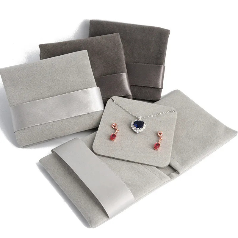 Fashion Solid Color Velveteen Knitted Fabric Jewelry Packaging Flannel Bag