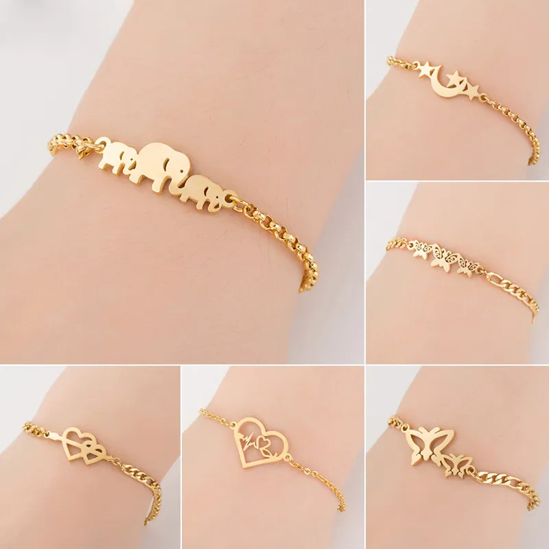 Women's Fashion Stainless Steel Hollow Butterfly Heart Bracelet Unisex Original Design