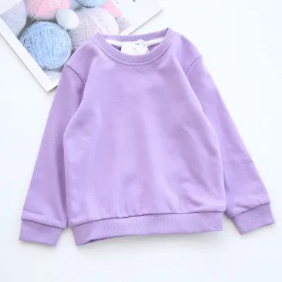 Girls Boys Toddler Kids Solid Color Autumn Clothes Macaron Cotton Terry Pullover Sweatshirt Custom