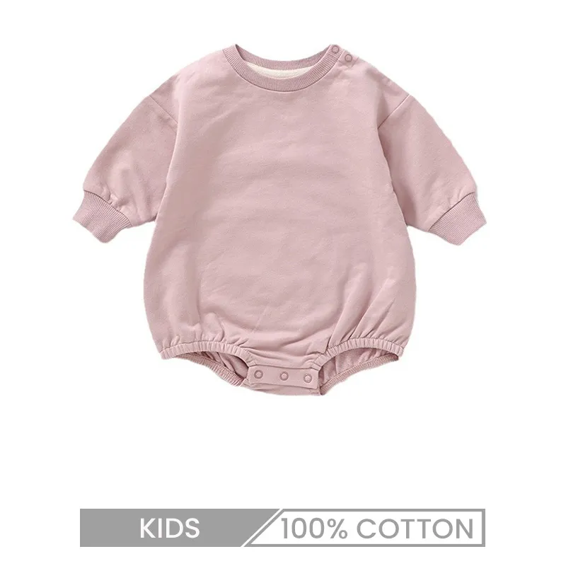 Spring Baby Girl Kids Organic Cotton Sweatshirt Custom Solid Color Bodysuit