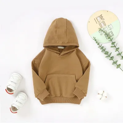 Baby Children Kids Long Sleeve Pocket Solid Color Hoodie Custom