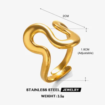 Fashion Stainless Steel Geometric Irregular Opening Ring Ms.