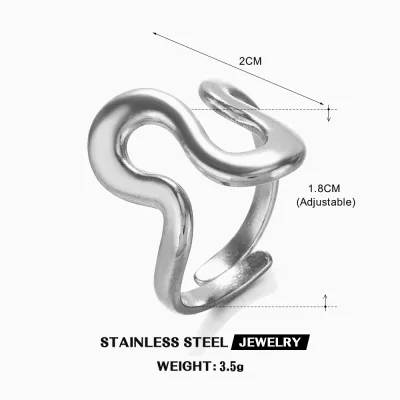 Fashion Stainless Steel Geometric Irregular Opening Ring Ms.