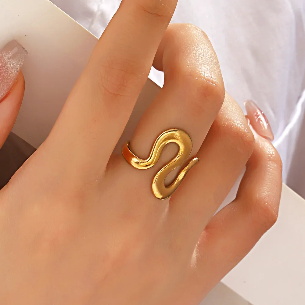 Fashion Stainless Steel Geometric Irregular Opening Ring Ms.