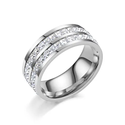 Fashion Rhinestone Titanium Steel Ring Unisex Drop Star Geometric
