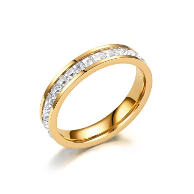 Fashion Rhinestone Titanium Steel Ring Unisex Drop Star Geometric