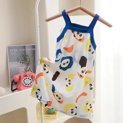 Kids Toddler Girls Casual Cute Cartoon Heart Smiley Print Sleeveless Strap Dress